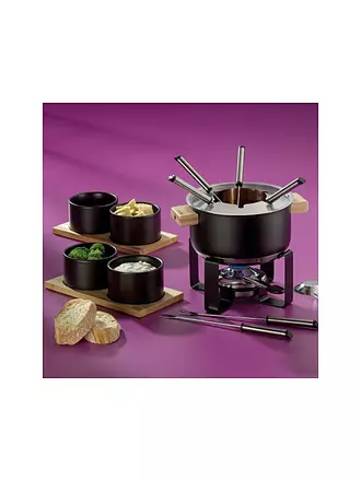 KELA | Fondue-Set 16tlg GUNTEN Schwarz/Edelstahl | 